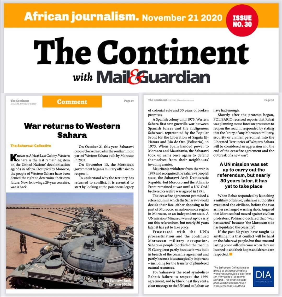 الصحافة الإفريقية الحرب تعود إلي الصحراء الغربية
