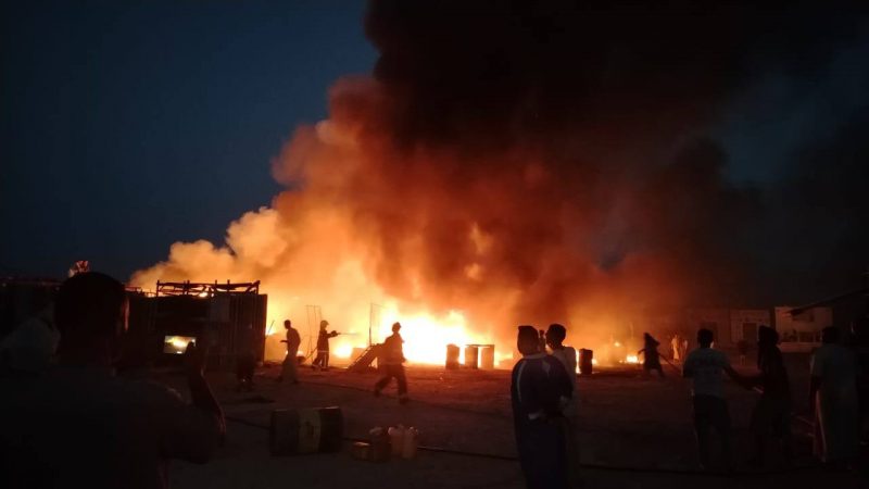 عاجل : حريق هائل في محطة التزود بالوقود في الشهيد الحافظ